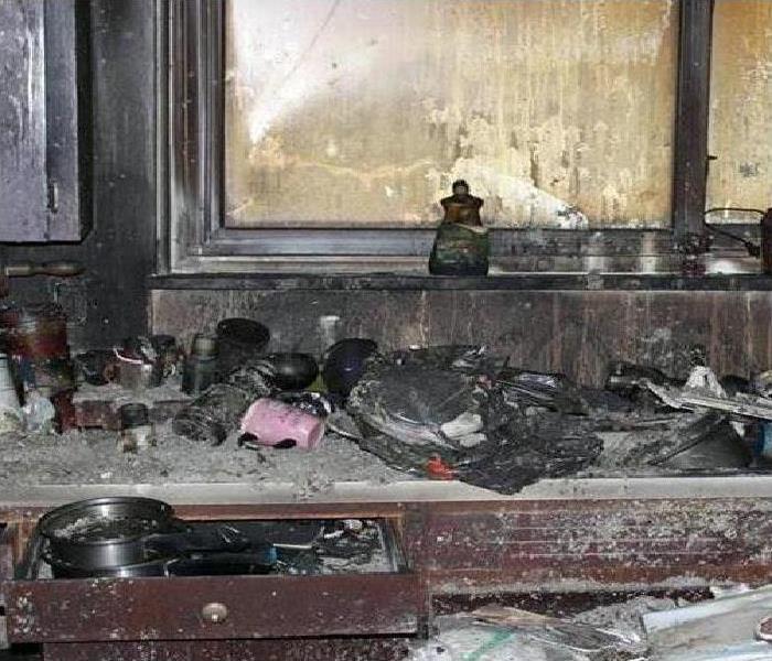 kitchen destroyed by a fire