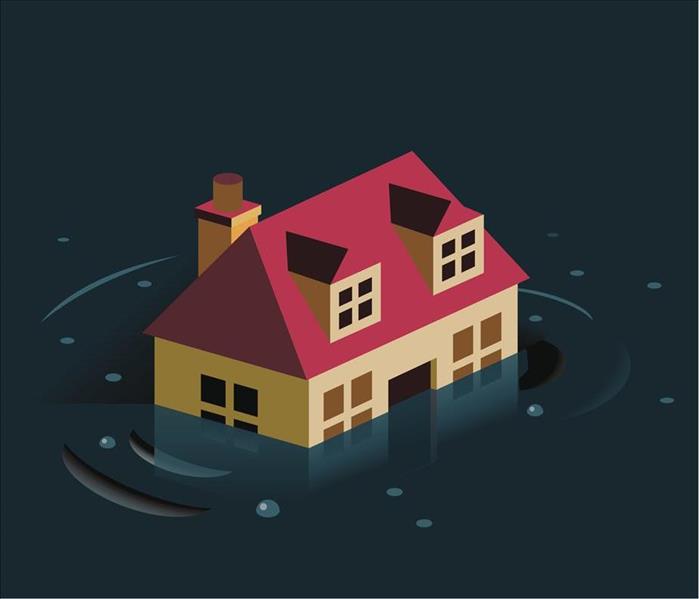 Home in flood water